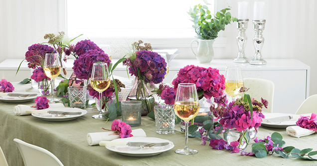 Hortensia som borddekor